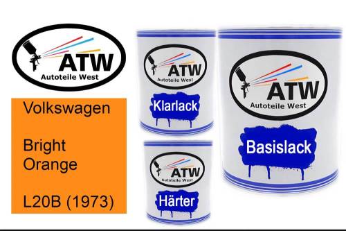 Volkswagen, Bright Orange, L20B (1973): 1L Lackdose + 1L Klarlack + 500ml Härter - Set, von ATW Autoteile West.